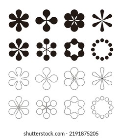 Simple, minimal style abstract geometric shapes icon set.