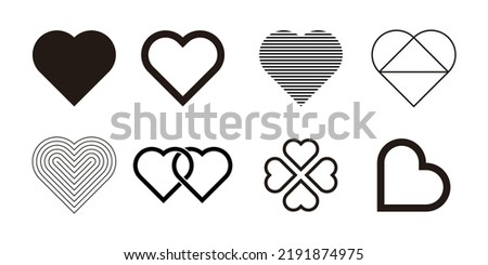 Simple, minimal style heart icon set.