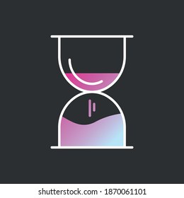 Simple minimal time hourglass gradient icon waiting time old watch symbol.