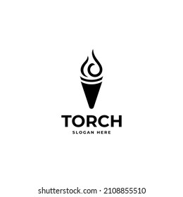 simple minimal torch logo design vector