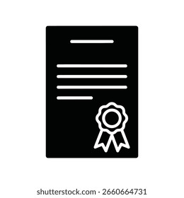 Una Ilustración vectorial simple y mínima de un certificado con un sello aislado sobre fondo blanco. Este gráfico es perfecto para comprar
