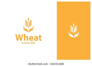 simple minimal wheat grain logo design vector