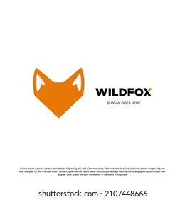 Simple minimal wild fox logo design. Fox head or face with lettering vector