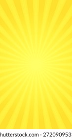 Fondo de Vertical de explosión de sol amarillo mínimo simple con rayos cómicos radiales rectos y centro de gradiente brillante