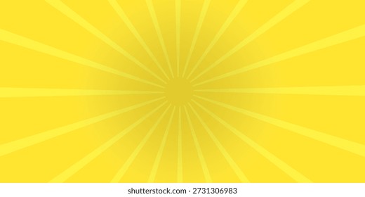 Simple Minimal Yellow Sunburst Vertical Background with Straight Radial Comic Rays and Bright Gradient Center
