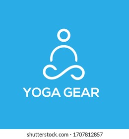 Simple minimal Yoga Logo Design Vector Template. Person Doing Yoga Logo, Sign Vector. With Hidden Infinite sign