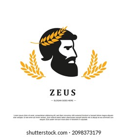 Simple minimal Zeus logo design. Zeus with wheat vector