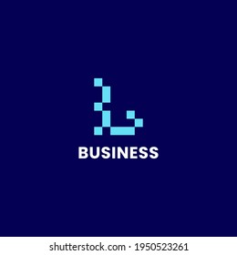 Simple and minimalis bright blue pixel letter L monogram initial logo