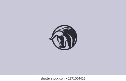 Simple And Minimalis Bull Silhouette Logo Vector