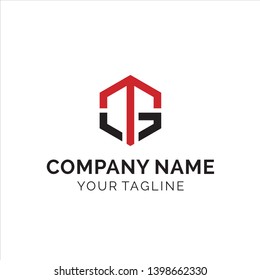 simple minimalis initial/letter t g logo design