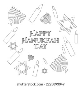 simple minimalis line art Happy Hanukkah Day greeting card vector design