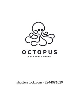 simple minimalis octopus tentacles vector illustration with line art style modern logo design