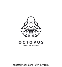simple minimalis octopus tentacles vector illustration with line art style modern logo design 2