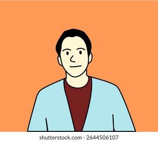 simple minimalis vector face a man with smile