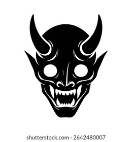 simple minimalism black vector oni mask on white background
