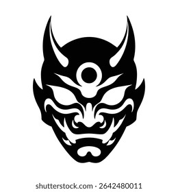 simple minimalism black vector oni mask on white background