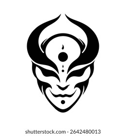simple minimalism black vector oni mask on white background