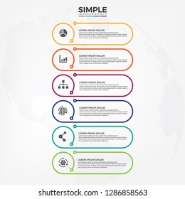 Simple and minimalism style infographic template. Presentation business infographic template with 6 options isolated on white background.
