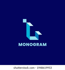 Einfache und minimalistische 3D-farbige isometrische Buchstaben L-Monogramm-Logo
