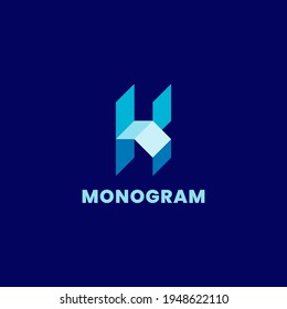 Simple and minimalist 3d colorful isometric letter K monogram initial logo