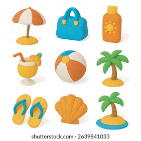 Simple minimalist 3D icon with a beach theme