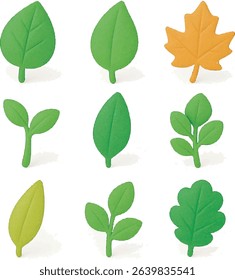 Simple minimalist 3D icon with a leaf theme