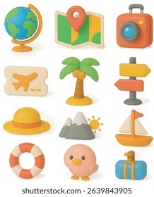 Simple minimalist 3D icon set with a holiday theme