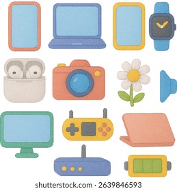 Simple minimalist 3D icon set with a gadget theme