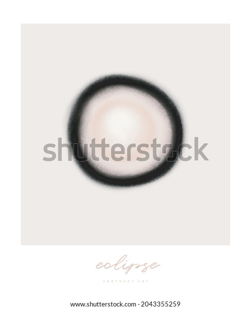 Simple Minimalist Abstract Vector Print. Abstract\
Eclipse Made of White and Beige Blurry Circles on a Beige\
Background. Creative Printable Hand Drawn Modern Art ideal for\
Poster, Card, Wall Art.