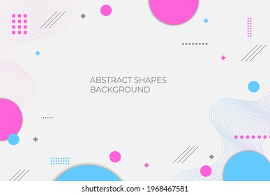 Simple Minimalist Abstract White Blue and Pink Wave Memphis Background with Simply Curve Lighting Element. Vector Illustration