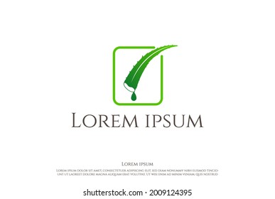Simple Minimalist Aloe Vera for Herbal Wellness Cosmetic Nature Logo Design Vector