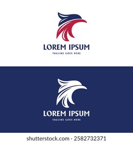 Simple Minimalist American Eagle Hawk Falcon Head Logo Design Vector