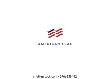 Simple Minimalist American USA US Flag Logo Design Vector