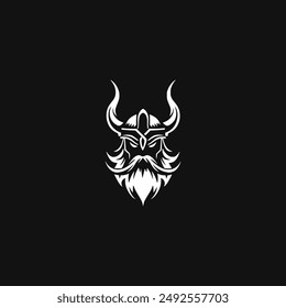 simple minimalist angry warrior logo vector illustration template design