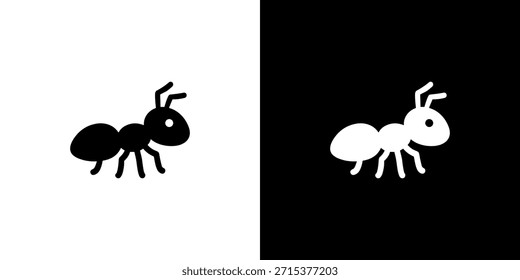 Ilustración minimalista simple del icono blanco y negro del insecto de la hormiga