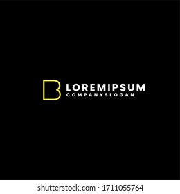 Simple minimalist B logotype in modern yellow outline shape design concept