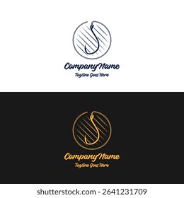 Simple Minimalist Bait Lure Fish Hook Jig for Fish Angler Sport Fishing logo design
