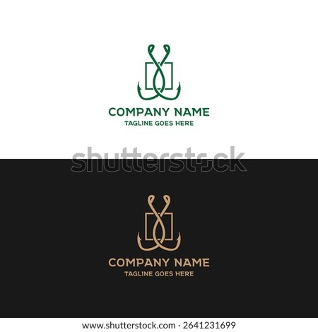 Simple Minimalist Bait Lure Fish Hook Jig for Fish Angler Sport Fishing logo design