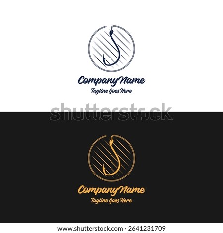 Simple Minimalist Bait Lure Fish Hook Jig for Fish Angler Sport Fishing logo design