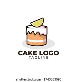 Simple minimalist bakery cake restaurant logo design vector template 