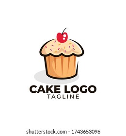 Simple minimalist bakery cake restaurant logo design vector template 