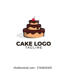 Simple minimalist bakery cake restaurant logo design vector template 