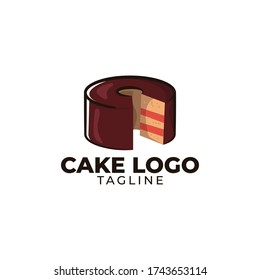 Simple minimalist bakery cake restaurant logo design vector template 