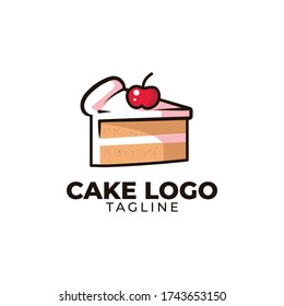 Simple minimalist bakery cake restaurant logo design vector template 