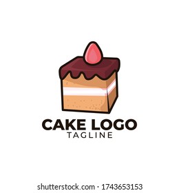 Simple minimalist bakery cake restaurant logo design vector template 