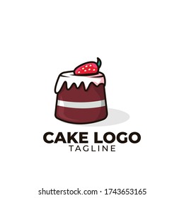 Simple minimalist bakery cake restaurant logo design vector template 