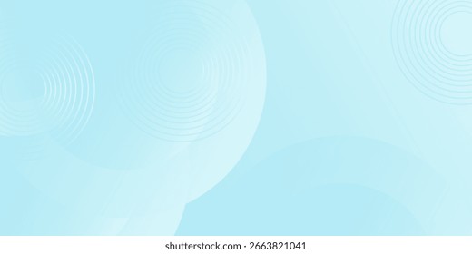 Simple minimalist banner background blue sky circles with effect style geometric, abstract background. Vector 3D Illustration