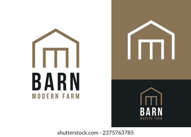 Simple Minimalist Barn Home Big Door Farmland Farmer Western Country Logo Design Branding Template