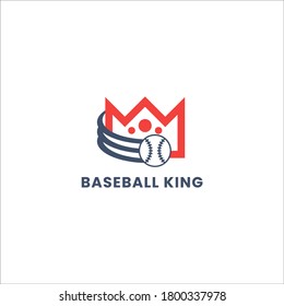 Simple and minimalist baseball king with red crown