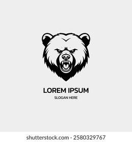 simple minimalist bear head logo template illustration icon element isolated on white background